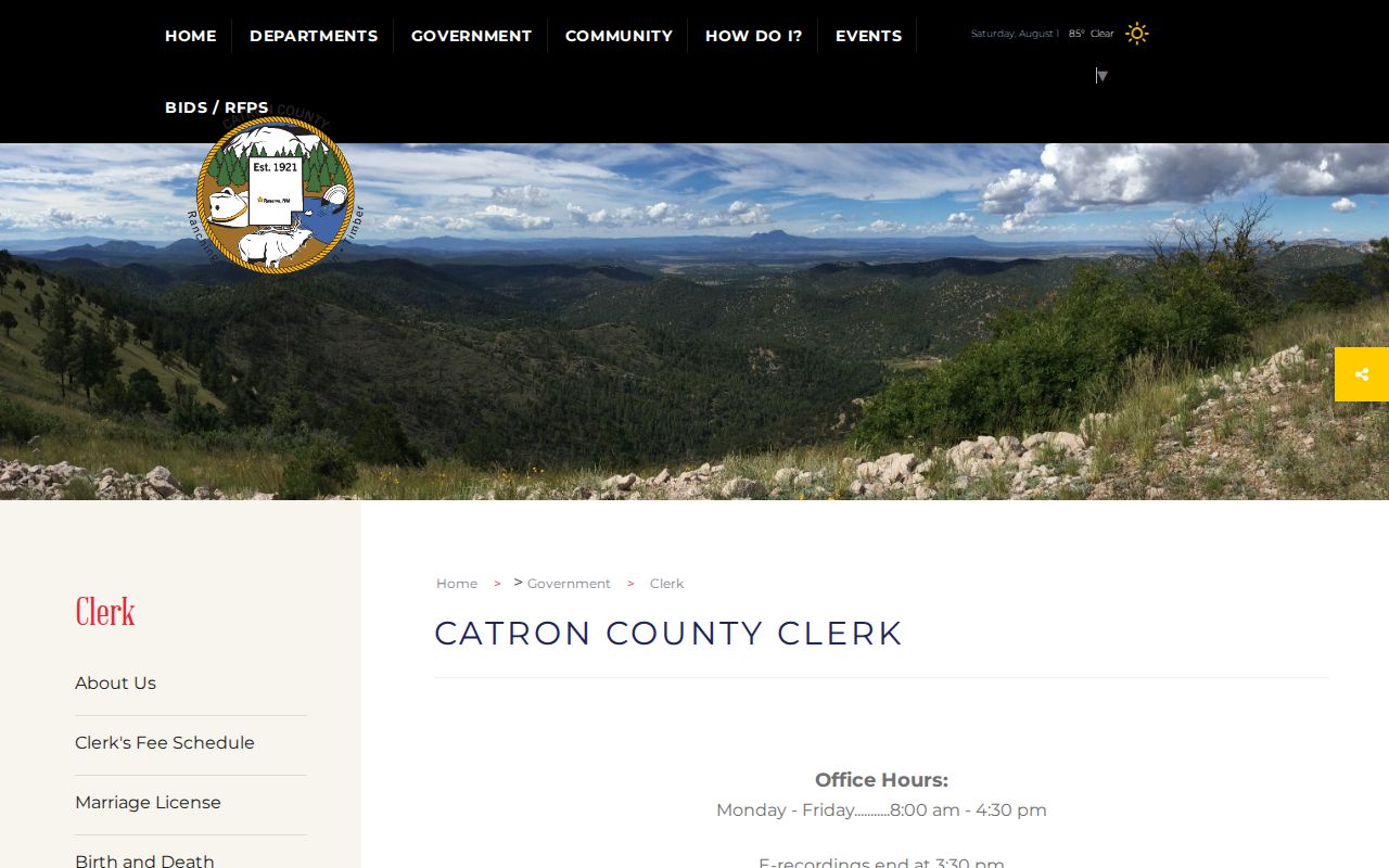 Catron County criminal history county clerk distinction