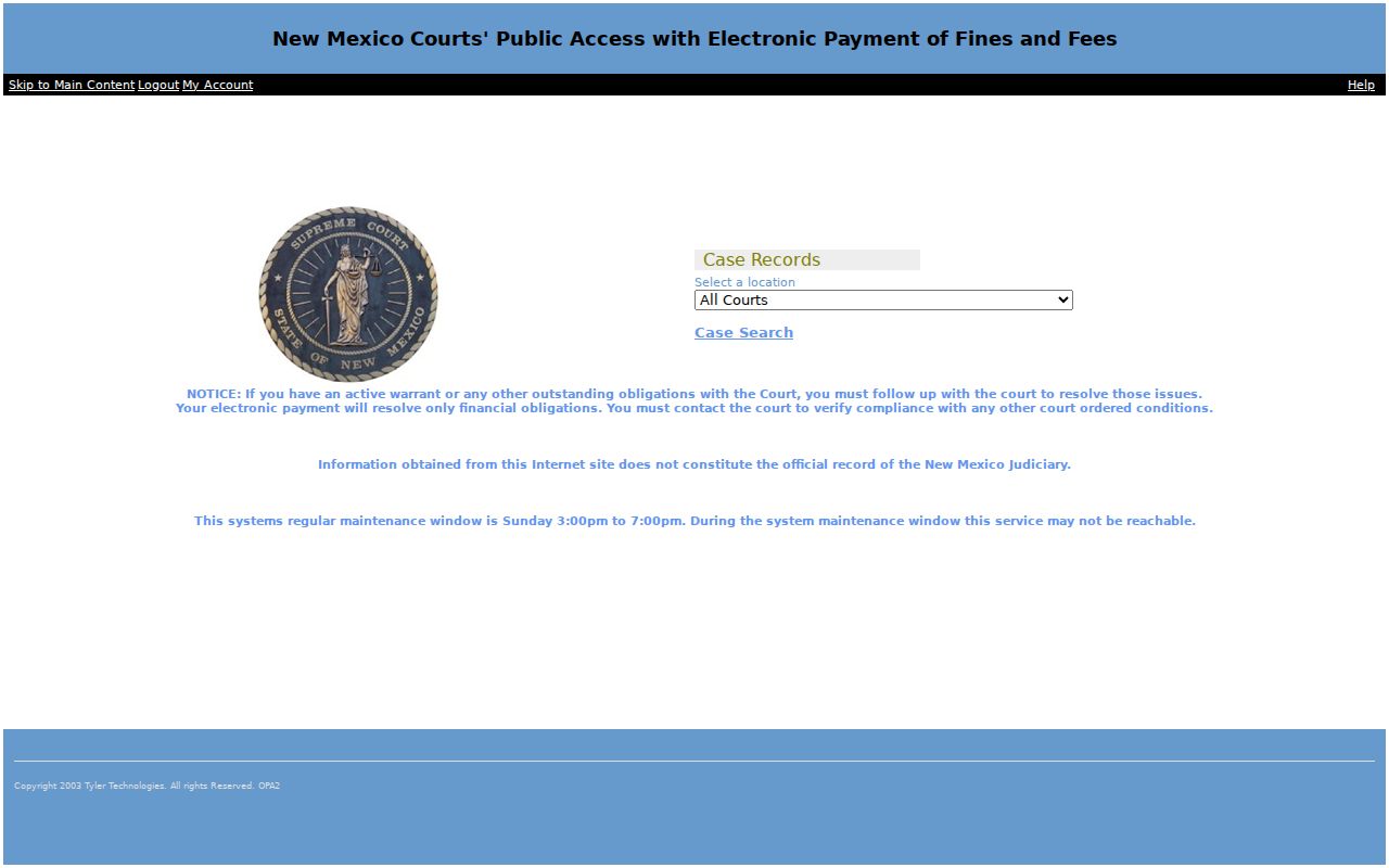 Reserve criminal history Odyssey court location search
